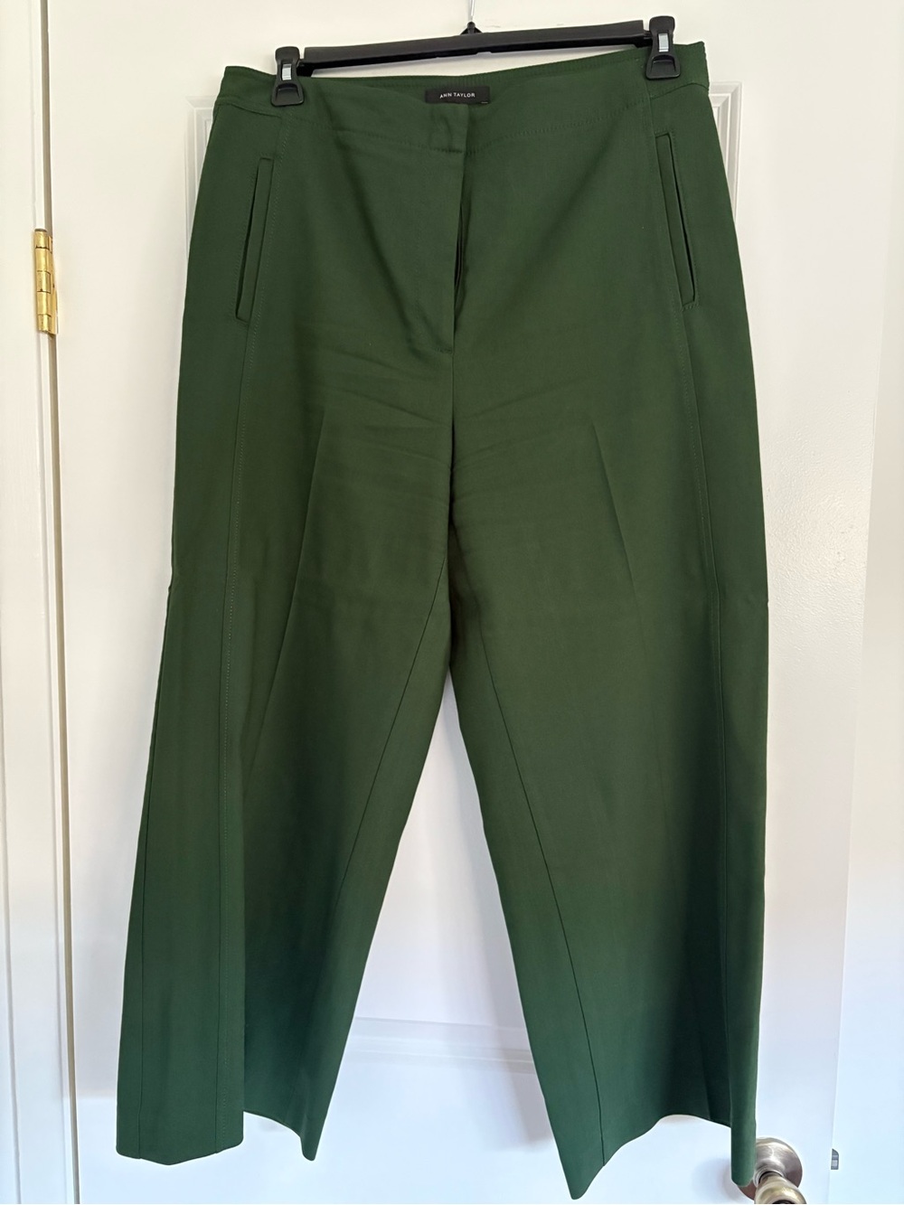 Ann Taylor Curvy Green Wide-Leg Crop Dress Pants
